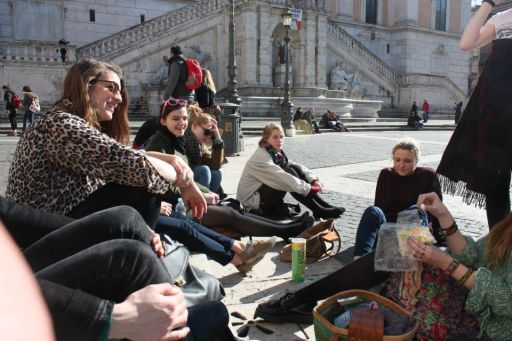 Basking in the sunshine at the Piazza del Campidoglio